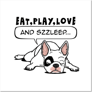 Eat, play, love...and sleep. The French bull is taking his nap Posters and Art